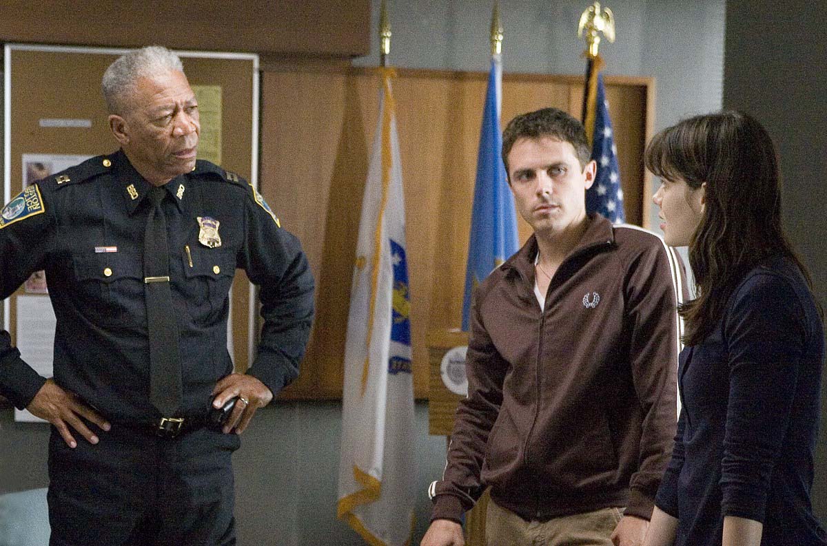 (L-R) Morgan Freeman, Casey Affleck, and Michelle Monaghan are all part of the ensembel cast of the crime drama, Gone Baby Gone, directed by Aflecks actor brother, Ben.