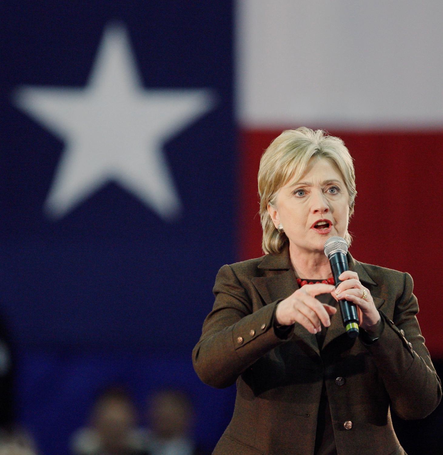 Democratic presidential hopeful Sen. Hillary Rodham Clinton, D-N.Y., speaks during a rally Monday, March 3, 2008, in Austin, Texas.