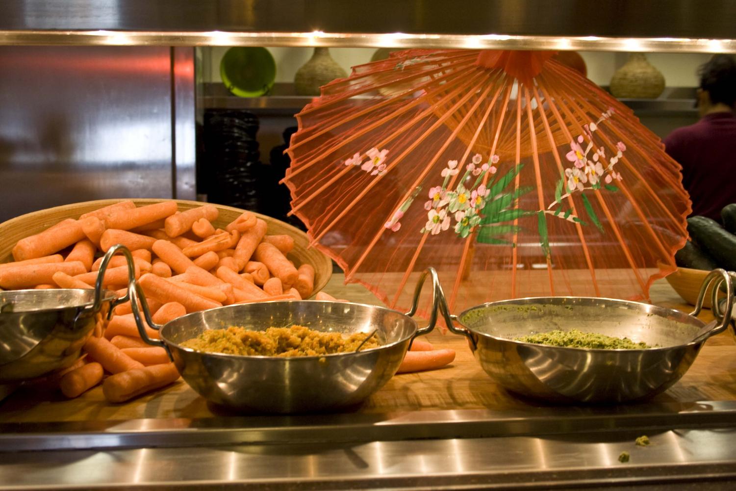 As part of Biola's Cultural Awareness Day, the cafeteria served a variety of international foods during lunch, including a curry bar and a variety of ethnic toppings.