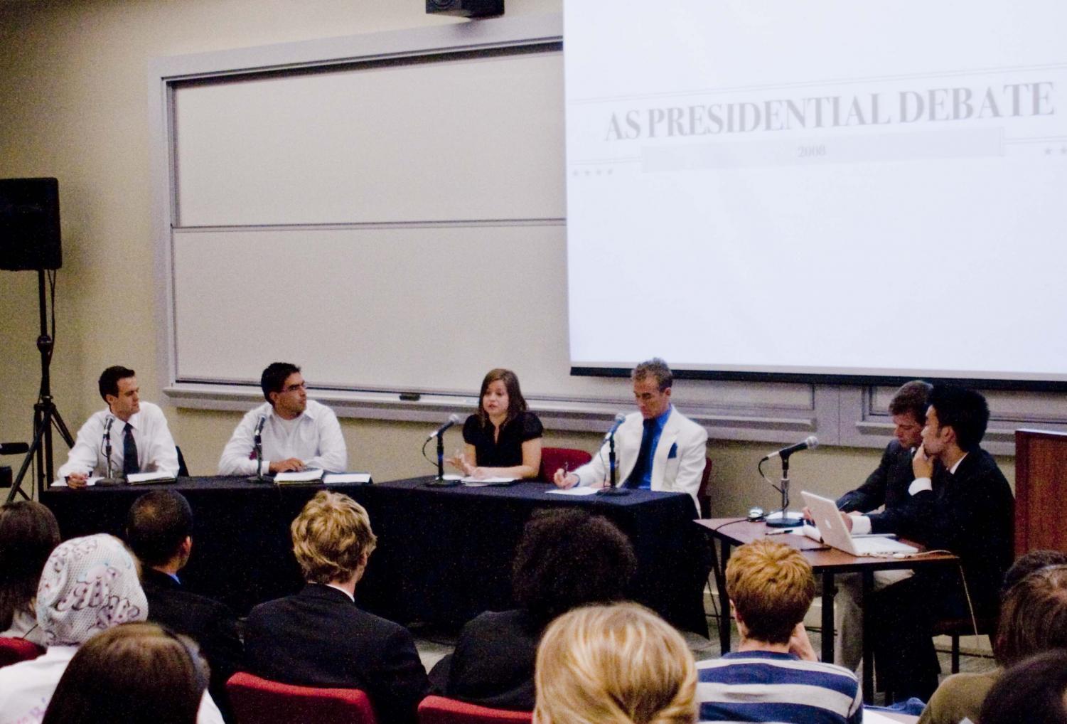 AS Presidential candidates debated over major school issues Wednesday night. The debate went from 10 p.m. to 12 a.m.