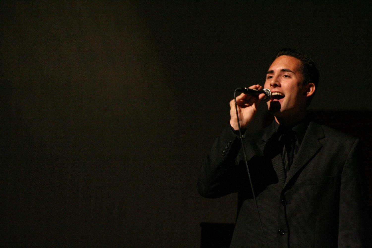 Freshman Matt Sanchez sang a solo during the King's Men performance at Wednesday's special Easter chapel.