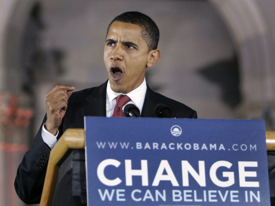 Democratic presidential hopeful, Sen. Barack Obama, D-Ill., speaks during an election night rally Tuesday, March 4, 2008, in San Antonio, Texas. Obama won the Vermont primary for his 12th straight victory in one month's time, and he and Democratic rival Hillary Rodham Clinton are locked in a tight race in the Texas primary.