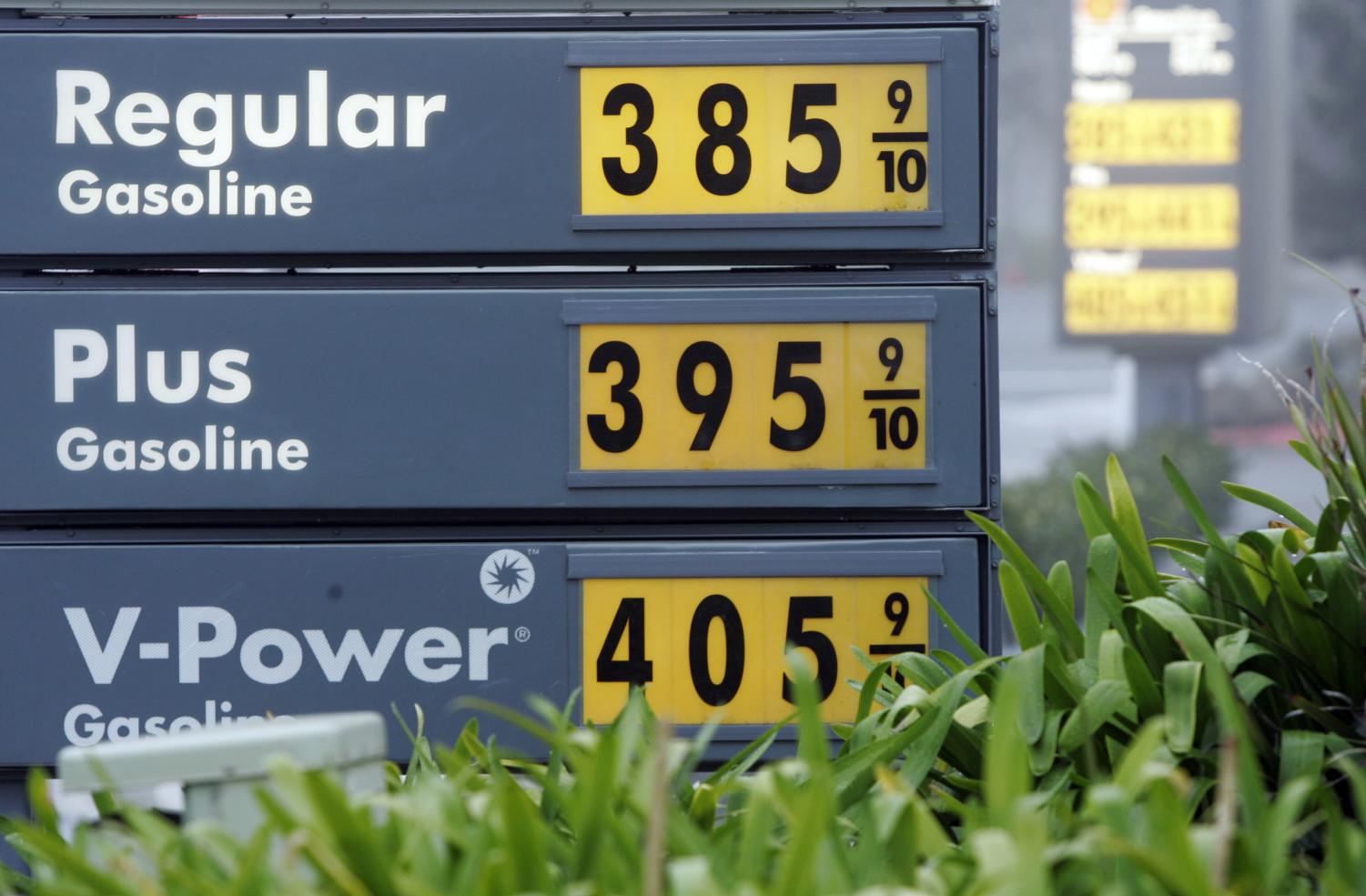 High gas prices are posted at a Shell gas station in Menlo Park, Calif., Friday, Feb. 29, 2008. Oil futures retreated from a new overnight record above $103 as the dollar gained strength and Turkish forces withdrew from northern Iraq, removing two of the reasons underpinning crude's dramatic 19 percent rise from earlier this month. Gasoline and diesel prices, meanwhile, continued to soar. Gas prices rose 0.3 cent overnight to a national average of $3.164 a gallon, creeping closer to last May's record of $3.227 a gallon, according to AAA and the OilPrice Information Service.