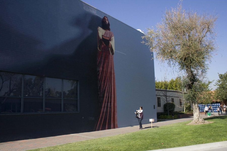 On Barwell Hall beside the walkway leading to the Cafe stands Biola's famous Jesus mural. For some freshman, seeing the giant “white Jesus” for the first time is a shock.