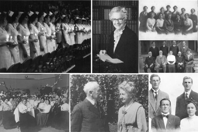 Collage of historic Biola women