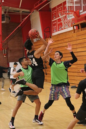 Students playing intramural basketball.