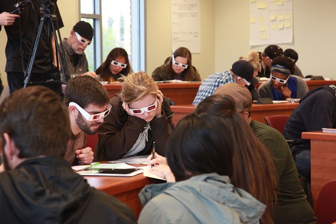 Students and other attendees participate together in activities to increase their knowledge, appreciation and empathy for diverse viewpoints during one of the many workshops for SCORR Conference in 2016.