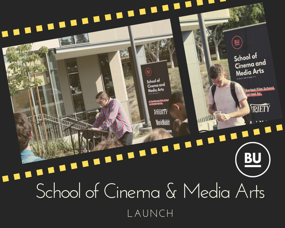 School of Cinema and media Arts Launch; speaker and praying student