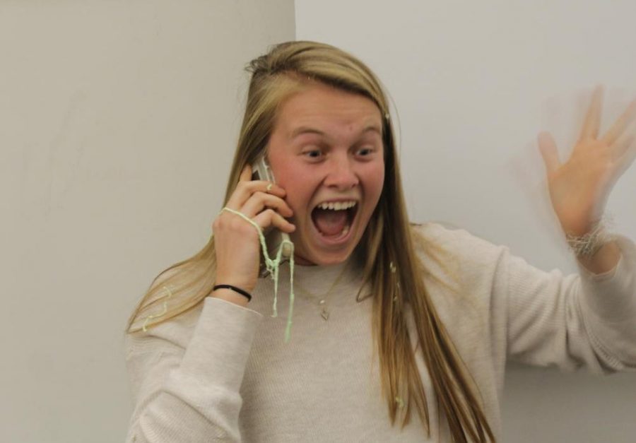 SMU president-elect Carly Micheal celebrates after receiving word that she won the Feb. 11-12 election for the 2019-2020 school year.