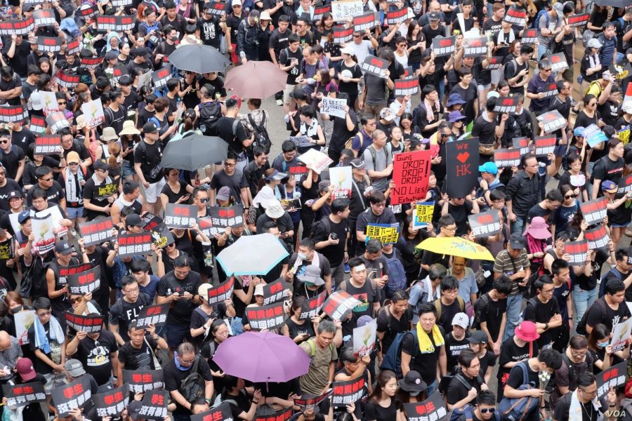 People in Hong Kong protest in fear of Chinese oppression.