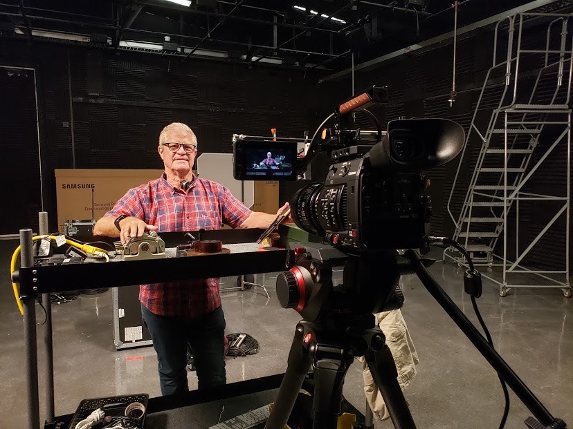 Professor John Schmidt going live from Studio A. Photo Courtesy of Joshua Kozycz.