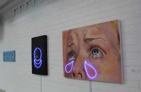 Two colorful paintings that have been featured in Bardwell Hall. 