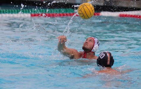 Junior attacker Joshua Halopoff faces off against his Chapman opponent.