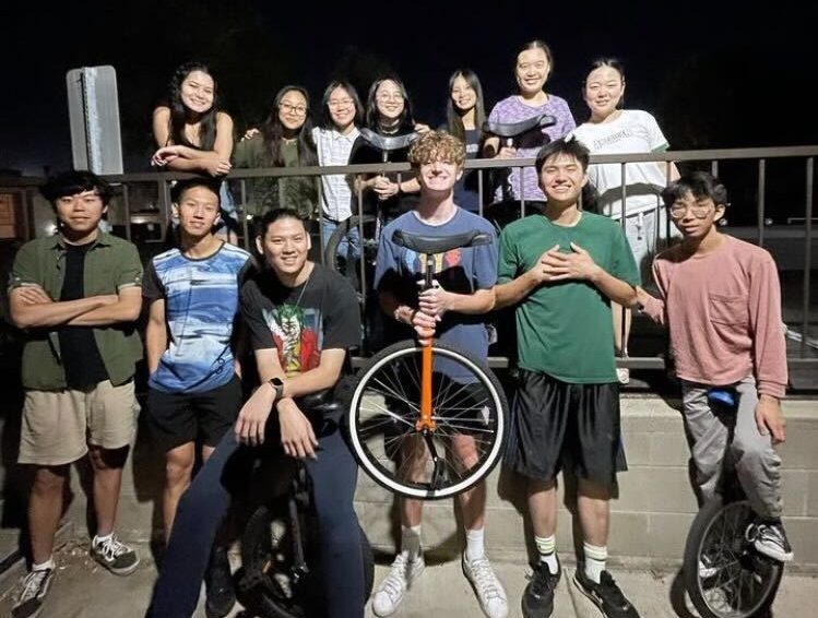 Group photo of the Unicycle Club.