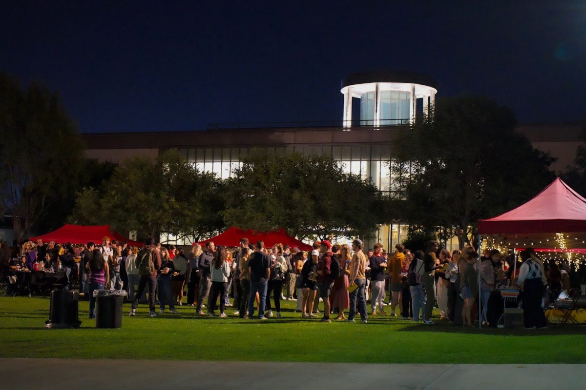 Students in line for food on Metzger Lawn Fiesta Latina 2024