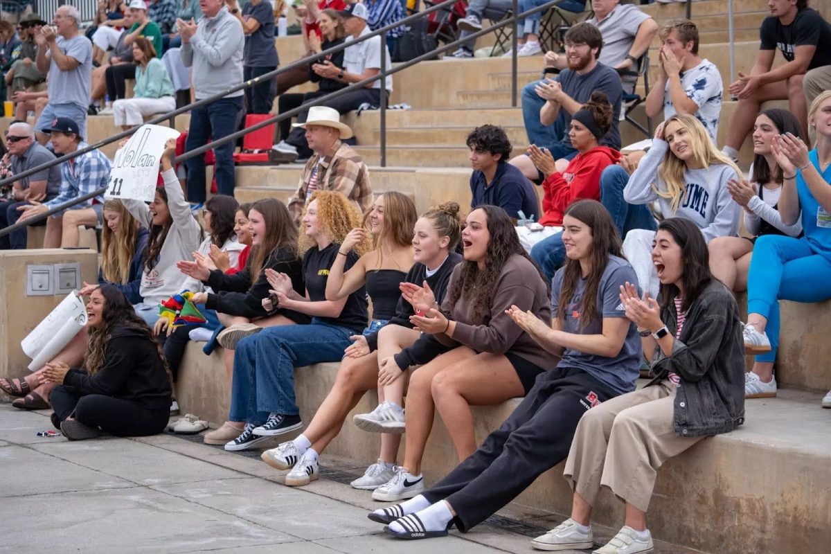 The Crowd cheering for BU men’s water polo {at Splash! Aquatic Center} for a game against CUI on Oct. 16, 2024
