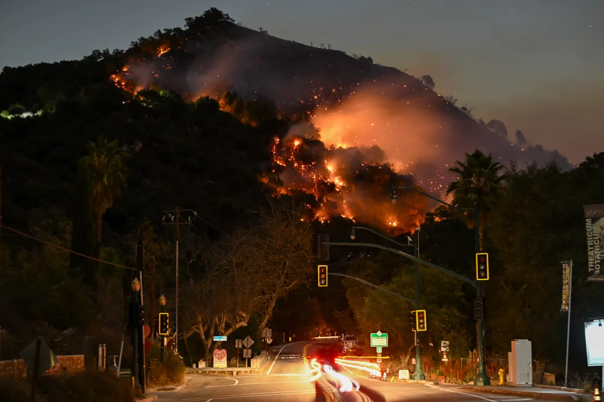 Palisades Fire as seen from Topanga Canyon on Jan. 9, 2025