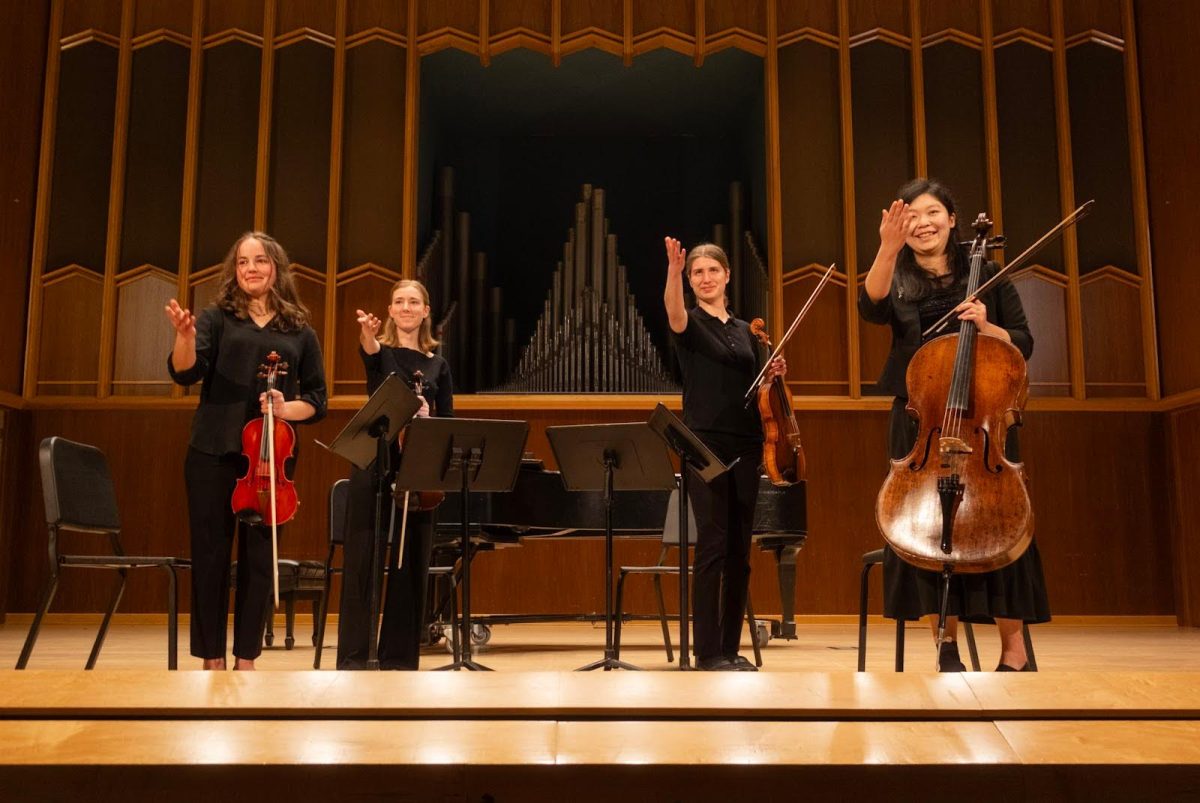 Students perform another student’s original composition at the Composition Concert, Feb. 19, 2025.
