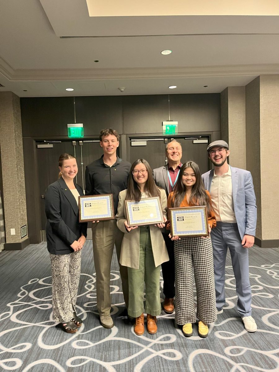 The Chimes team at the CCMA conference. from left to right: Katie Ragains, Jasper Zastrocky, Patricia Yang, Clarissa Jocelyn, Michael Longinow, Joseph Abboud.