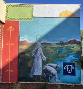 The new mural behind Marshburn building that will be painted over after graduation