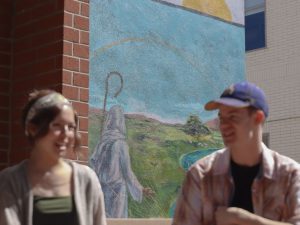 Planned for removal, the mural still stands